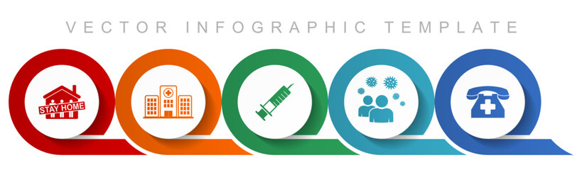 Poster - Health and medicine icon set, miscellaneous icons such as stay home, hospital, vaccine, people and emergency phone for webdesign and mobile applications