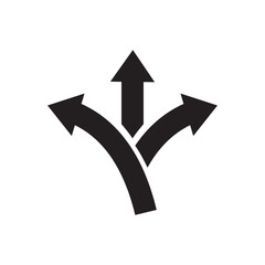 three-way directional arrow in flat style. vector illustration symbol