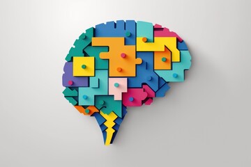 neurodiversity concept. brain from colorful puzzle pieces.the concept of rational and irrational thi