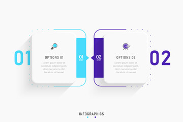 Wall Mural - Vector Infographic label design template with icons and 2 options or steps. Can be used for process diagram, presentations, workflow layout, banner, flow chart, info graph.