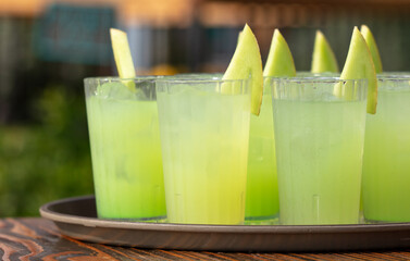 Green juicy cocktail with melon