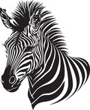 Fototapeta Konie - Zebra Mascot Logo Monochrome Design Style
