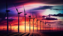 Wind Farm, Renewable Energy SourcesGlobal Warming, Climate Catastrophe, Climate Summit. Generative AI	
