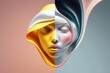 © kegfire - Generative AI illustration of abstract female half golden and silver face