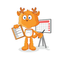 Wall Mural - fawn schedule list vector. cartoon character