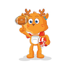 Canvas Print - fawn playing rugby character. cartoon mascot vector