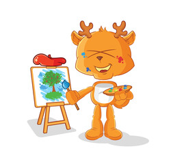 Wall Mural - fawn artist mascot. cartoon vector