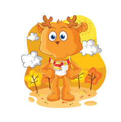 Wall Mural - fawn in the autumn. cartoon mascot vector