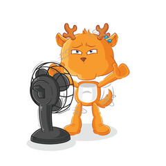 Poster - fawn with the fan character. cartoon mascot vector