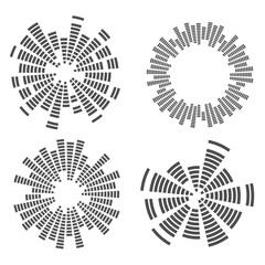 Poster - Circle music soundwave. Circular equalizer. Round audio spectrum. Vector graphic shape. Concentric beat and explosion. Digital geometric frame