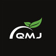 © Abdullah - QMJ letter nature logo design on black background. QMJ creative initials letter leaf logo concept. QMJ letter design.