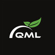 © Abdullah - QML letter nature logo design on black background. QML creative initials letter leaf logo concept. QML letter design.