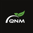 © Abdullah - QNM letter nature logo design on black background. QNM creative initials letter leaf logo concept. QNM letter design.