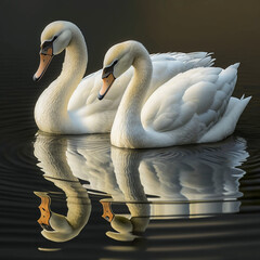 Canvas Print - two swans on the lake