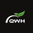 © Abdullah - QWH letter nature logo design on black background. QWH creative initials letter leaf logo concept. QWH letter design.