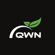 © Abdullah - QWN letter nature logo design on black background. QWN creative initials letter leaf logo concept. QWN letter design.