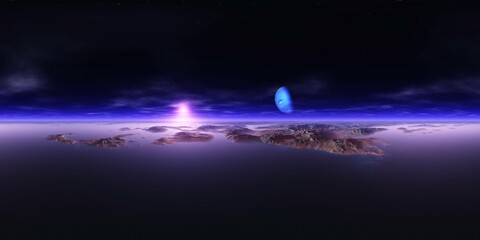 Wall Mural - alien landscape. HDRI . equidistant projection. Spherical panorama. panorama 360. environment map