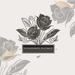 Black flower emblem on a beige background. Vector template motif. Luxury design elements. Great for fabric and textile, wallpaper, packaging or any desired idea.