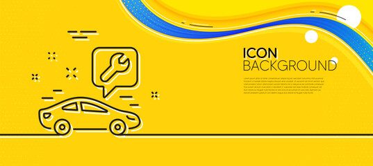 Poster - Spanner tool line icon. Abstract yellow background. Car repair service sign. Fix instruments symbol. Minimal car service line icon. Wave banner concept. Vector