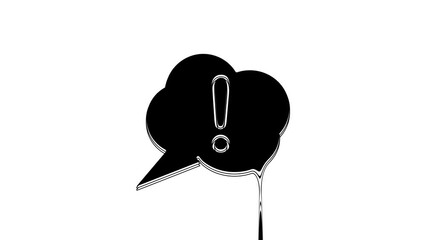 Canvas Print - Black Speech bubble and Exclamation icon isolated on white background. FAQ sign. Copy files, chat speech bubble and chart. 4K Video motion graphic animation