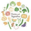 illustration set of fruits and vegetables