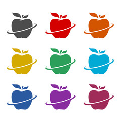 Wall Mural - Apple Fruit Logo Design icon isolated on white background. Set icons colorful