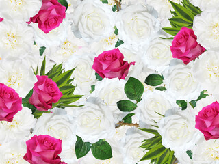  Wedding flower background - pink and white roses.  Feminine pattern.	