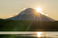 Sunrise Above Volcano, Kurile Lake, Kamchatka Peninsula, Russia