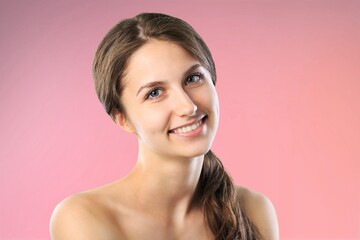 Poster - Beautiful young happy woman with clean skin