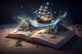 Fototapeta Natura - Illustration of a magical book that contains fantastic stories - AI generative