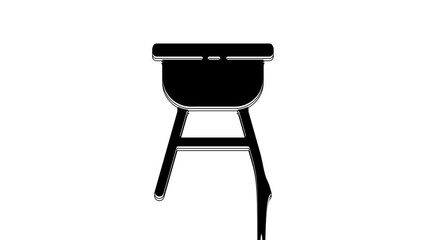 Wall Mural - Black Barbecue grill icon isolated on white background. BBQ grill party. 4K Video motion graphic animation