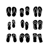 Fototapeta  - flip flops icon or logo isolated sign symbol vector illustration - high quality black style vector icons
