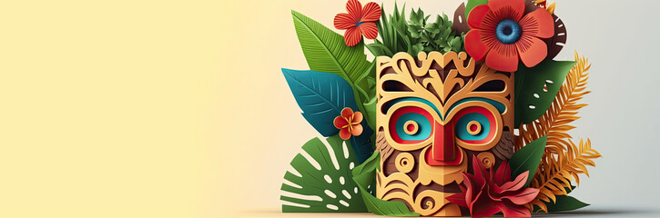 Wall Mural - tiki festival background with copy space for text
