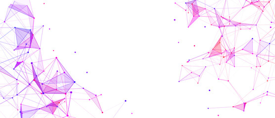 Poster - Network connection structure. Digital background with dots and lines. Big data visualization. Vector illustration.