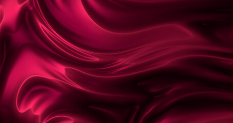 Wall Mural - 4k Amazing abstract maroon curved silk texture. 3d banner dark royal red color. Oil marble trendy dynamic art with glowing effect. Wavy fluid modern deluxe background. Passion lovely banner. Romantic