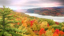 New England Fall Colors Travel Tourism Beauty Sunrise Gorgeous Drone Aerial Establishing Shot