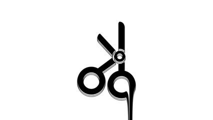 Canvas Print - Black Medical scissors icon isolated on white background. 4K Video motion graphic animation