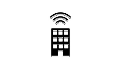 Poster - black smart home with wireless icon isolated on white background. remote control. internet of things