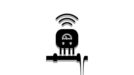 Wall Mural - Black Smart sensor system icon isolated on white background. Internet of things concept with wireless connection. 4K Video motion graphic animation