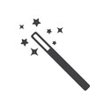 Magic tool and magic wand of magician wand vector illustration. Magic wand with stars flat sign design. Magic wand vector icon. Pictogram of magical wands symbol with rising stars and stick simple