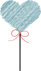 Wall Mural - Hand-drawn line version of the love stick with a bow tied on the stick
