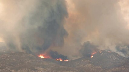 Wall Mural - Timelapse of a wild fire in California. Out of Control Fire on the Mountains