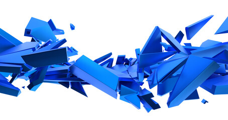Poster - Abstract 3d render of blue broken shape