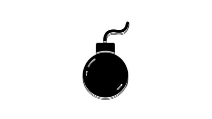 Poster - Black Bomb ready to explode icon isolated on white background. 4K Video motion graphic animation