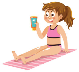 Poster - A girl applying sunscreen lotion