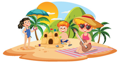 Poster - Kids enjoying summer holiday on the island