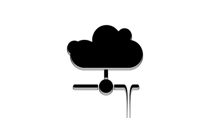 Poster - Black Network cloud connection icon isolated on white background. Social technology. Cloud computing concept. 4K Video motion graphic animation