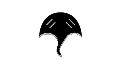 Poster - Black Stingray icon isolated on white background. 4K Video motion graphic animation