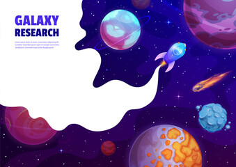 Poster - Landing page space cartoon rocket spaceship flight