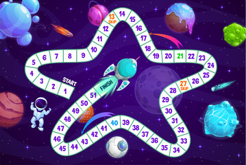 Poster - Kids board game astronaut in space and rocket